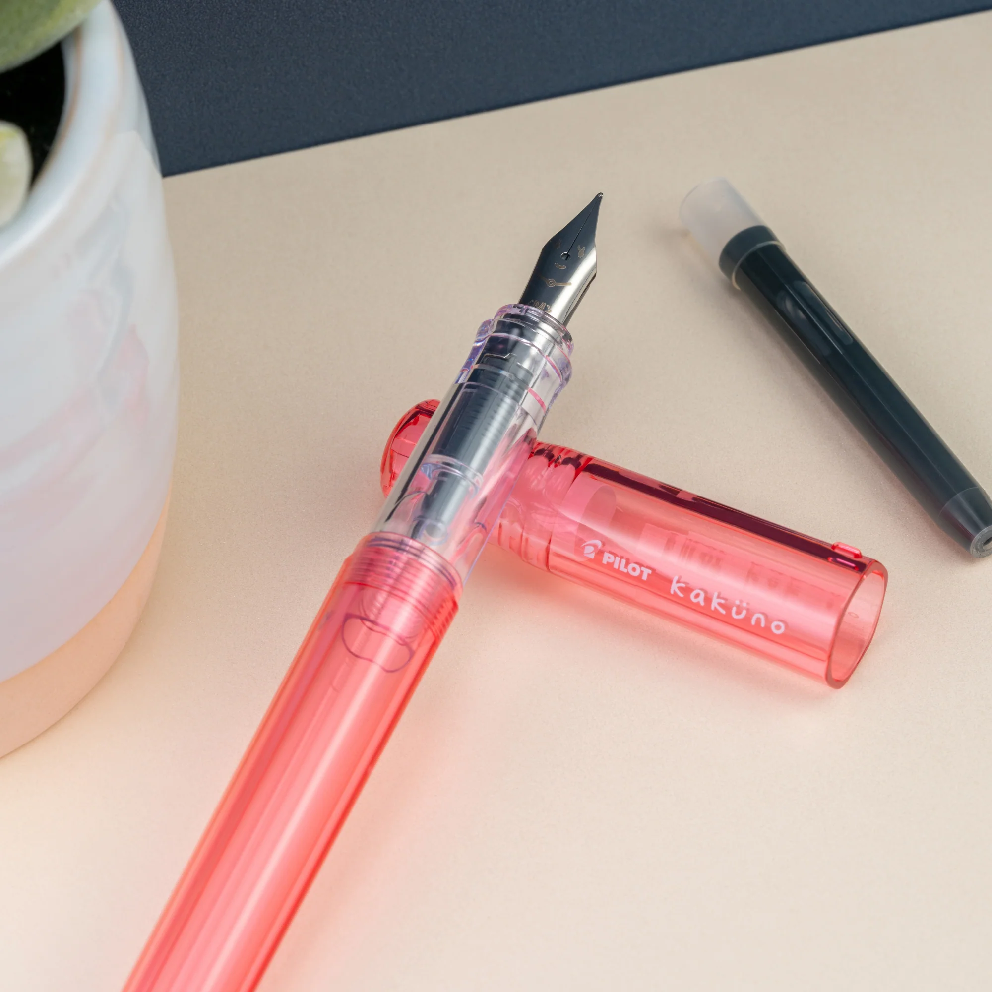 Pilot Kakuno Fountain Pen - Translucent Coral - Image 4