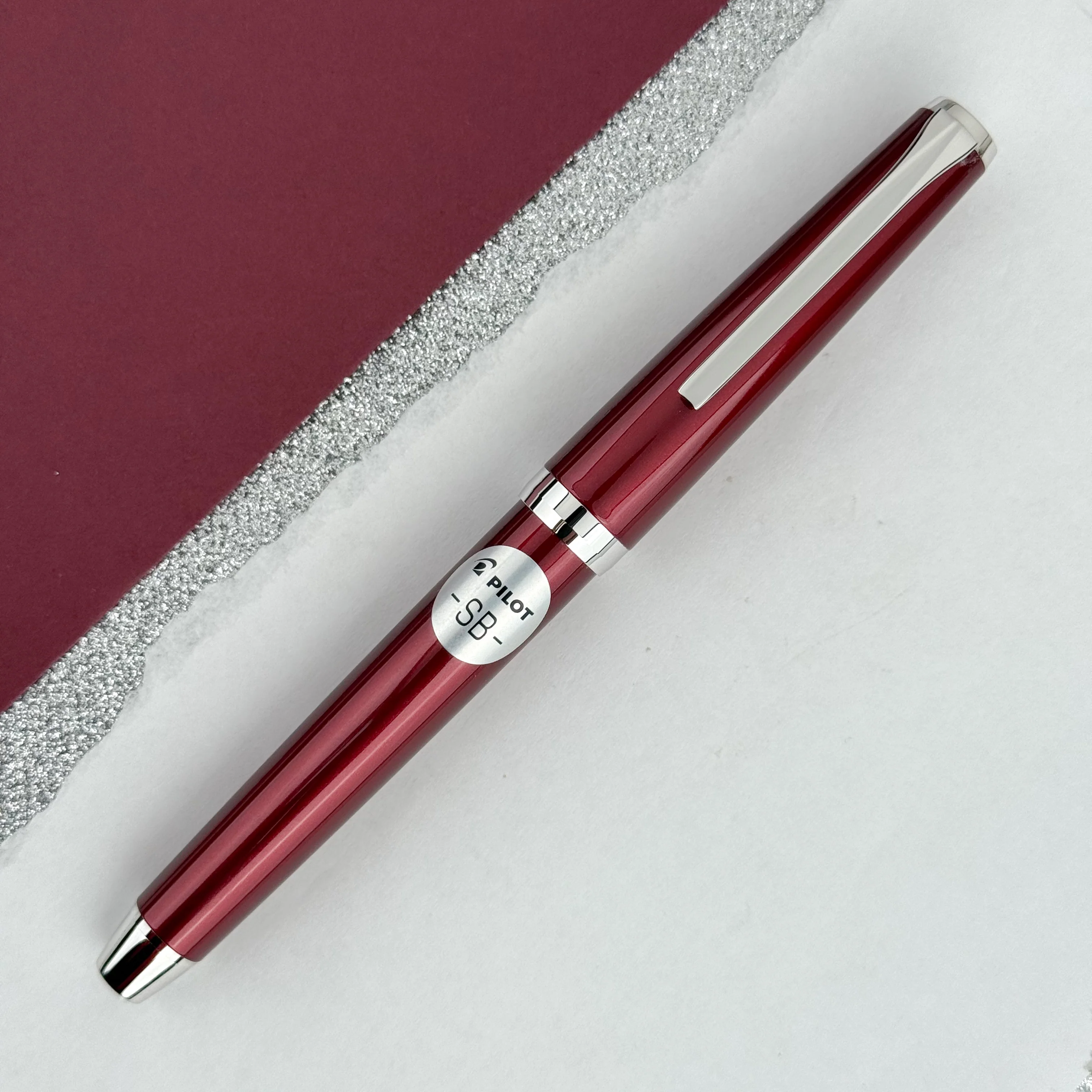 Pilot Metal Falcon Fountain Pen - Burgundy - Image 2