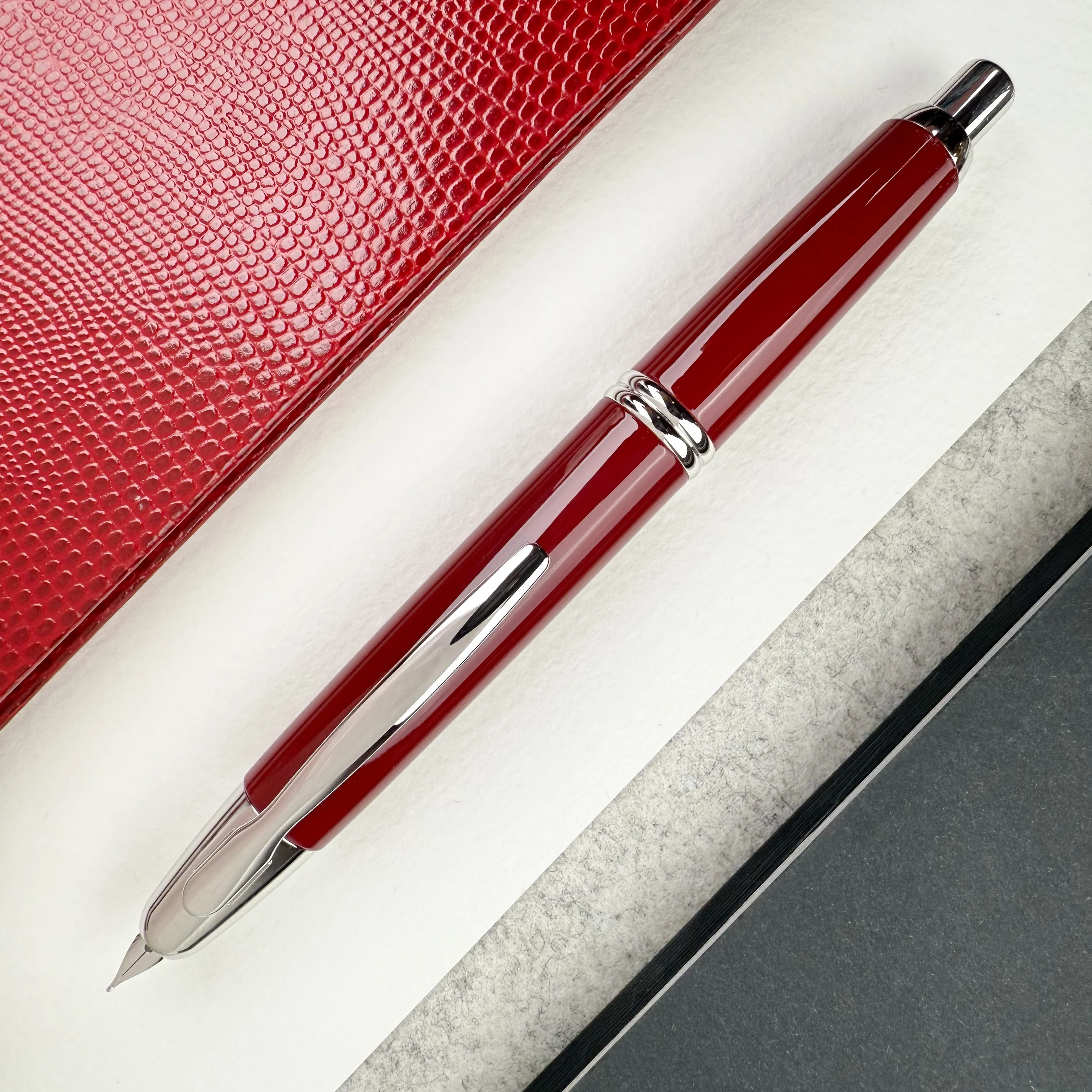 Pilot Vanishing Point Fountain Pen - Red with Rhodium Trim
