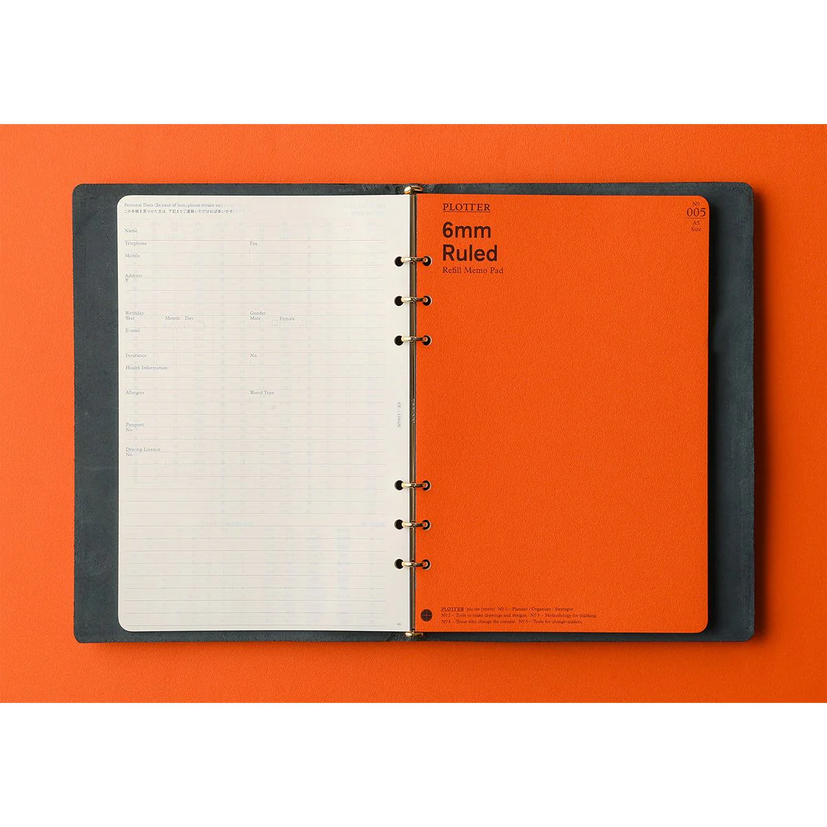 Plotter Pueblo 6-Ring Leather Binder - A5 Size - Navy - Image 4