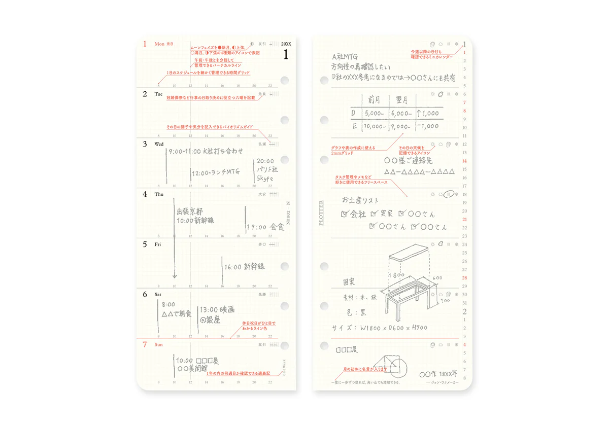 Plotter Weekly Schedule Refill 2026 - Narrow Size - Image 5