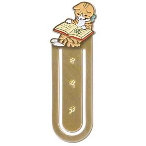 Pottering Cat Bookmarker - Brass Bookmark