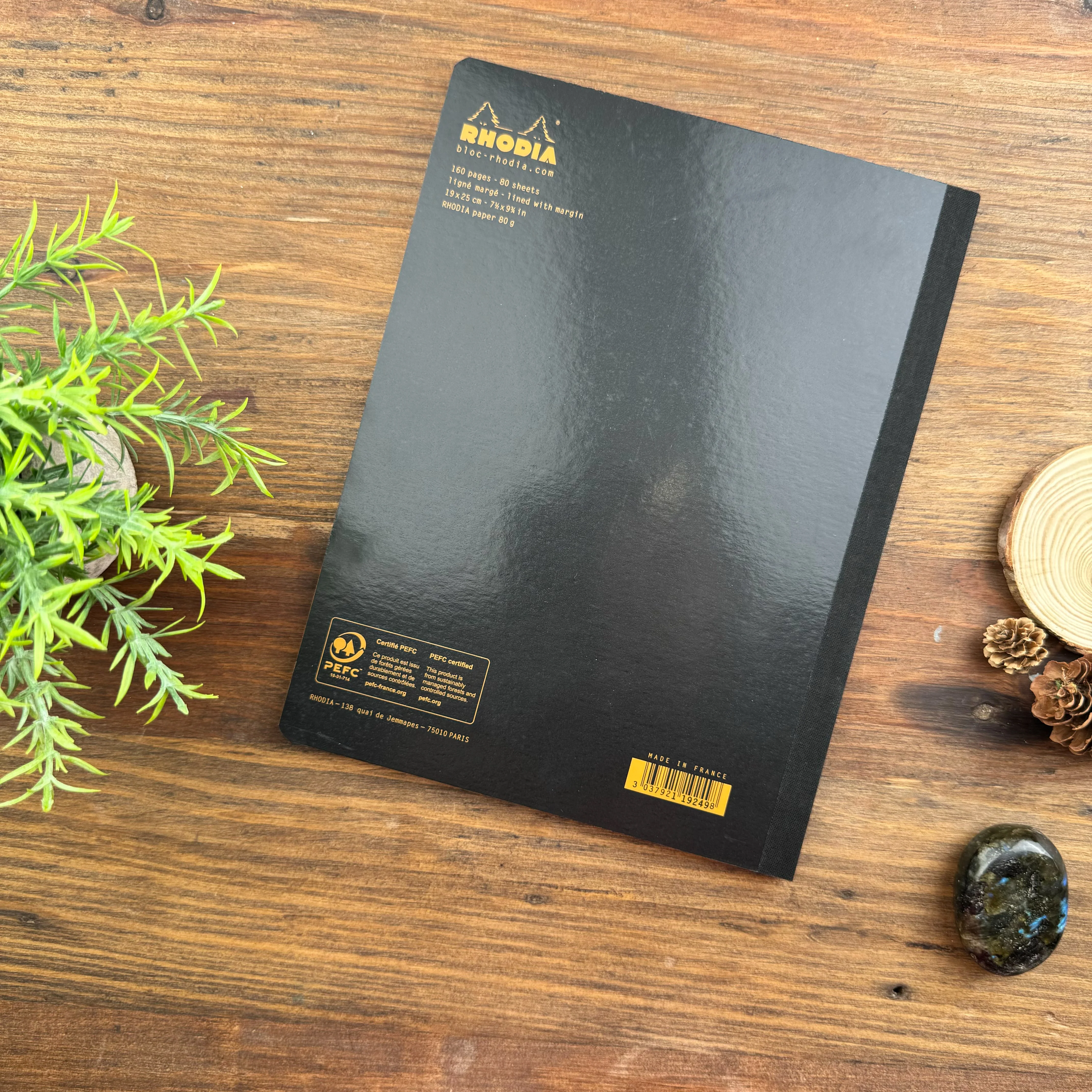 Rhodia Composition Book - Lined 160 sheets - 7 1/2 x 9 3/4 - Black Cover - Image 3