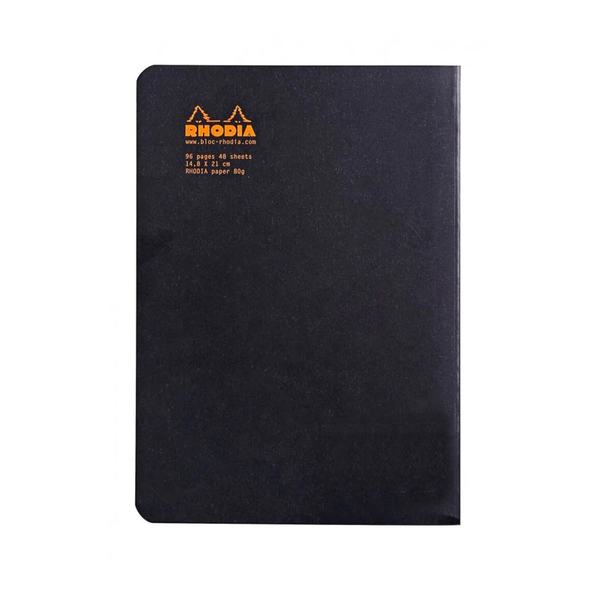 Rhodia Slim Staplebound Notebook - Dot grid 48 sheets - 6 x 8 1/4 - Black cover - Image 6