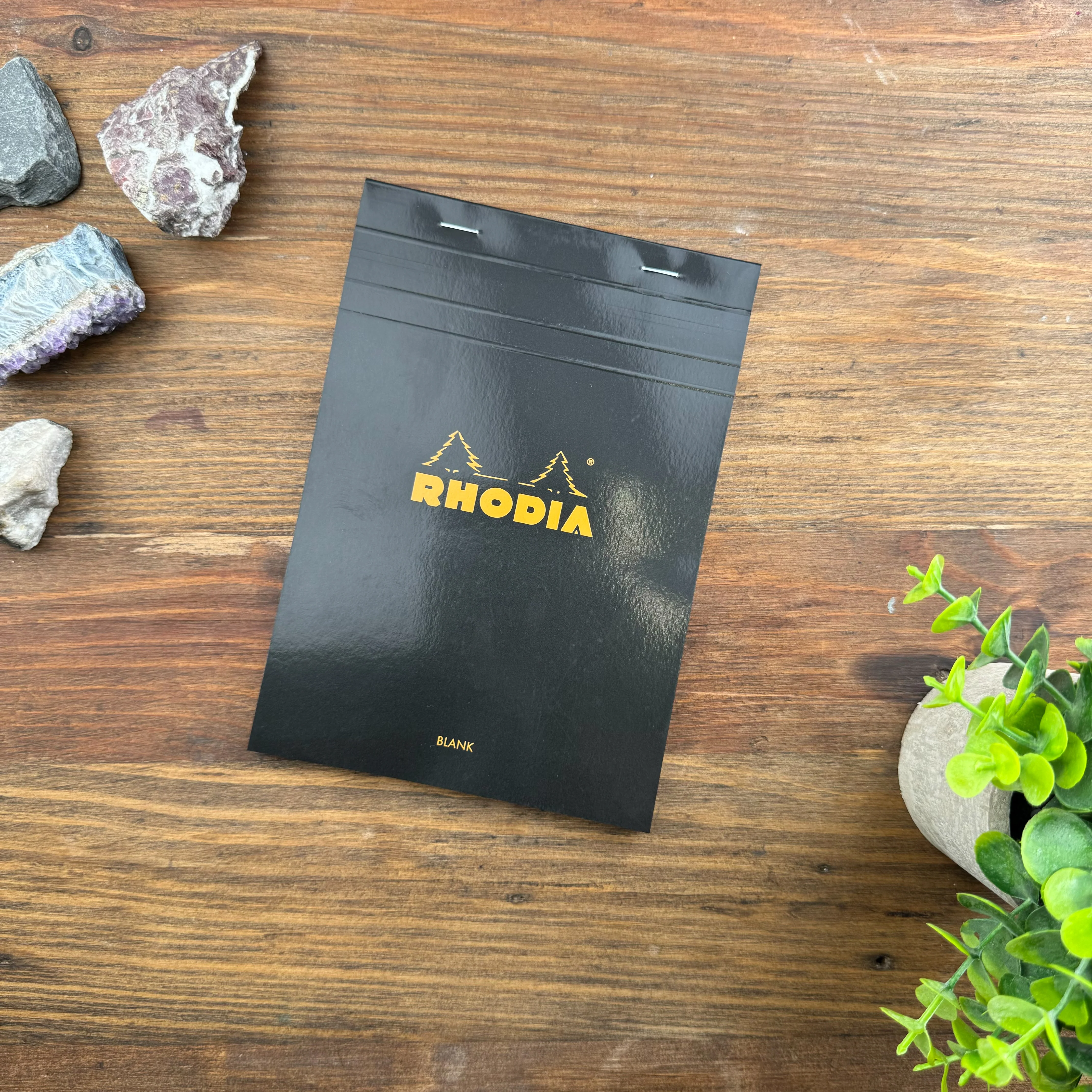 Rhodia Staplebound Notepad - Blank 80 sheets - 6 x 8 1/4 - Black cover