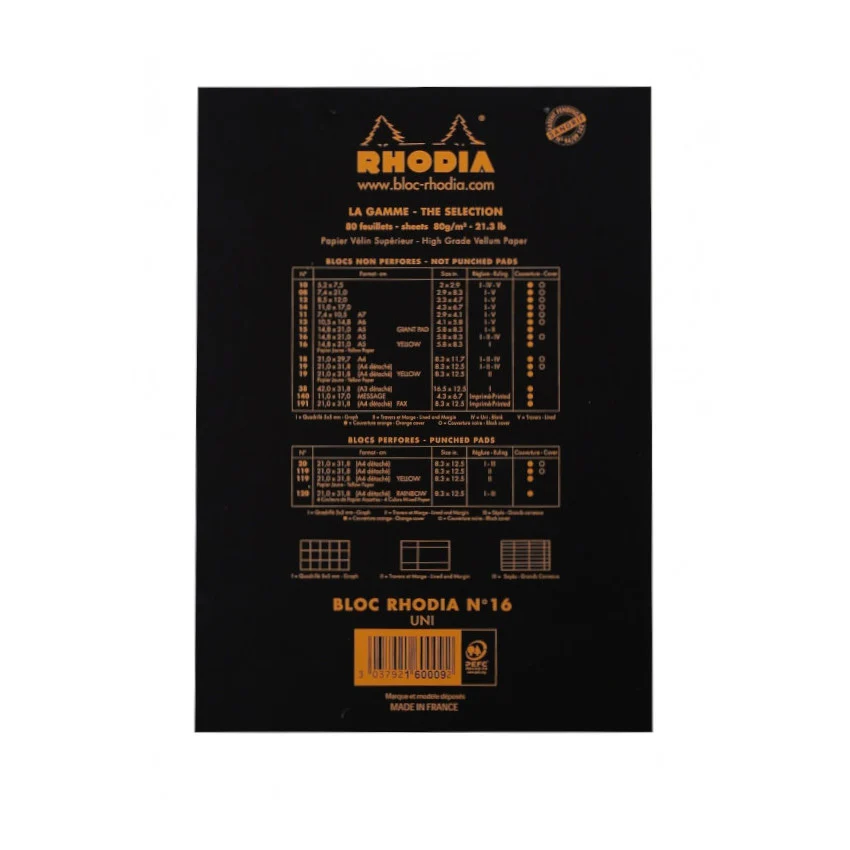 Rhodia Staplebound Notepad - Blank 80 sheets - 6 x 8 1/4 - Black cover - Image 6