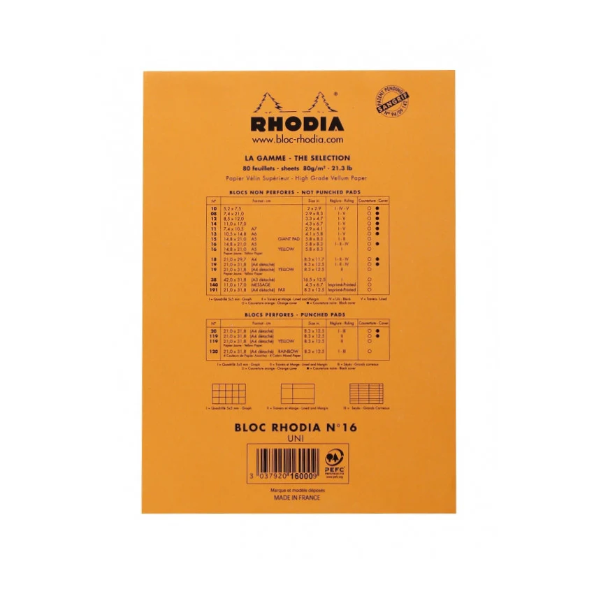 Rhodia Staplebound Notepad - Blank 80 sheets - 6 x 8 1/4 - Orange cover - Image 6
