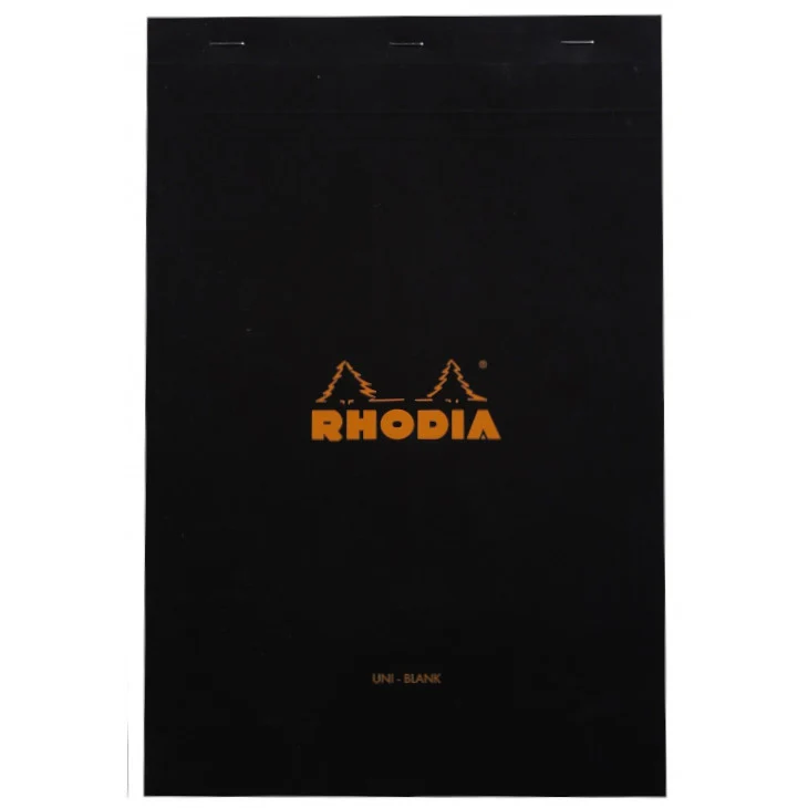 Rhodia Staplebound Notepad - Blank 80 sheets - 8 1/4 x 12 1/2 - Black cover - Image 4