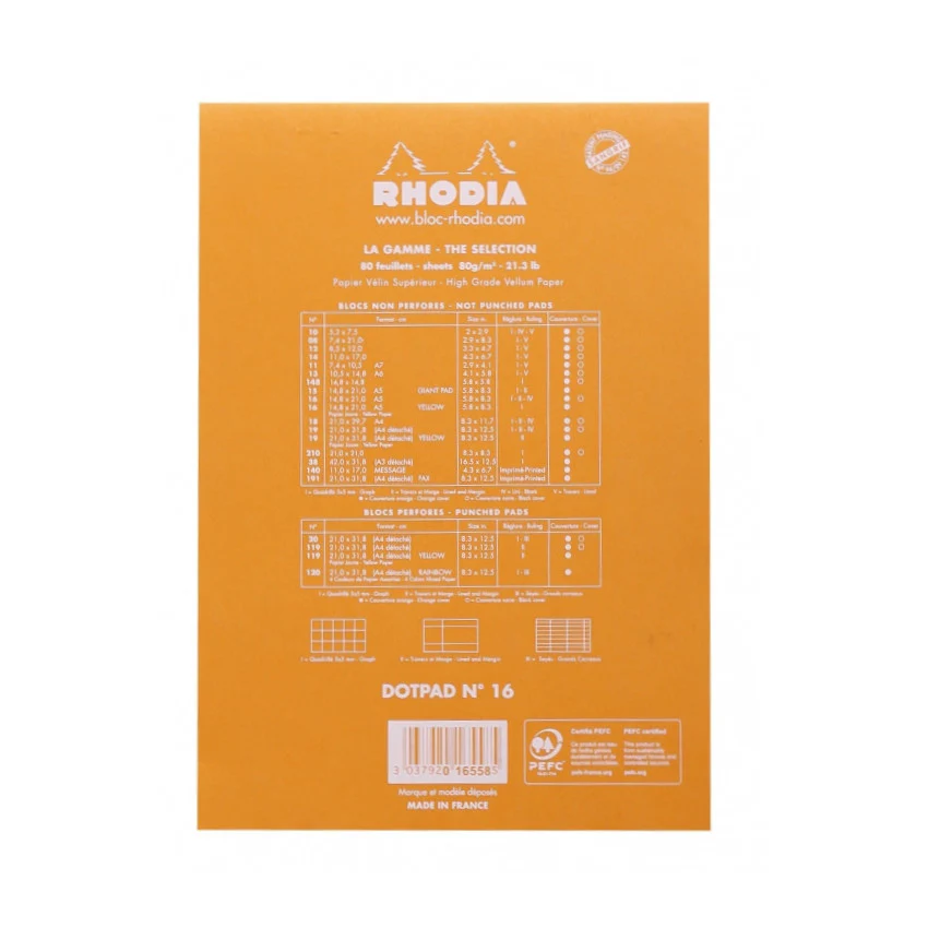 Rhodia Staplebound Notepad - Dot grid 80 sheets - 6 x 8 1/4 - Orange cover - Image 6