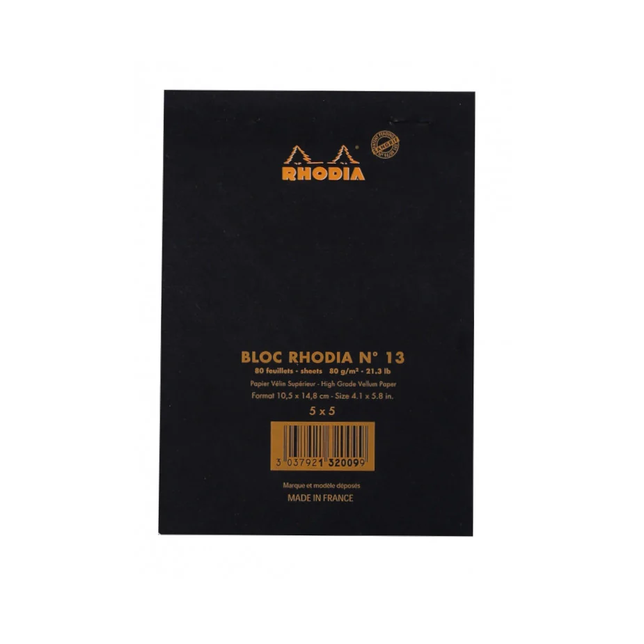 Rhodia Staplebound Notepad - Graph 80 sheets - 4 x 6 - Black cover - Image 6