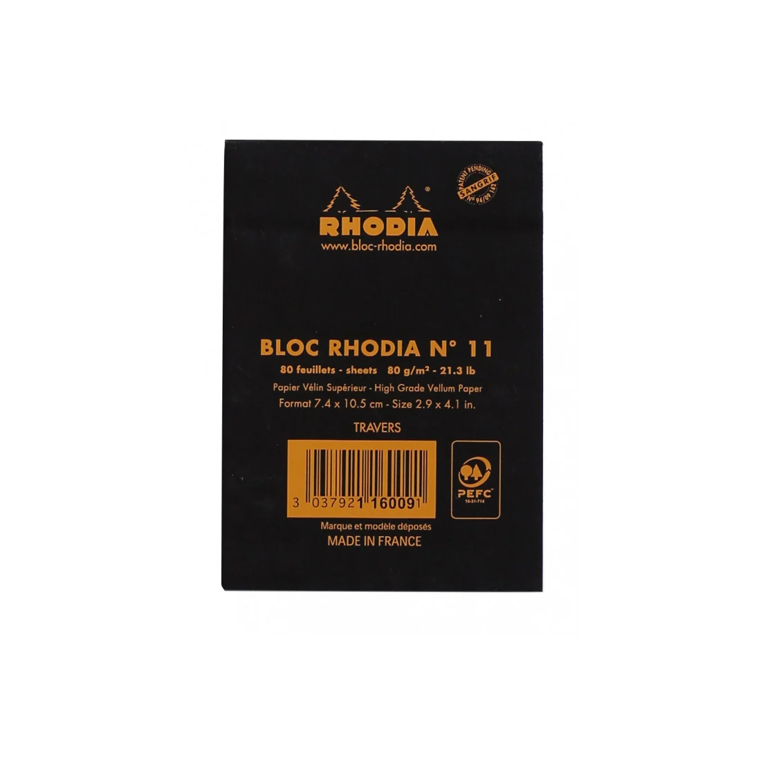 Rhodia Staplebound Notepad - Lined 80 sheets - 3 x 4 - Black cover - Image 6