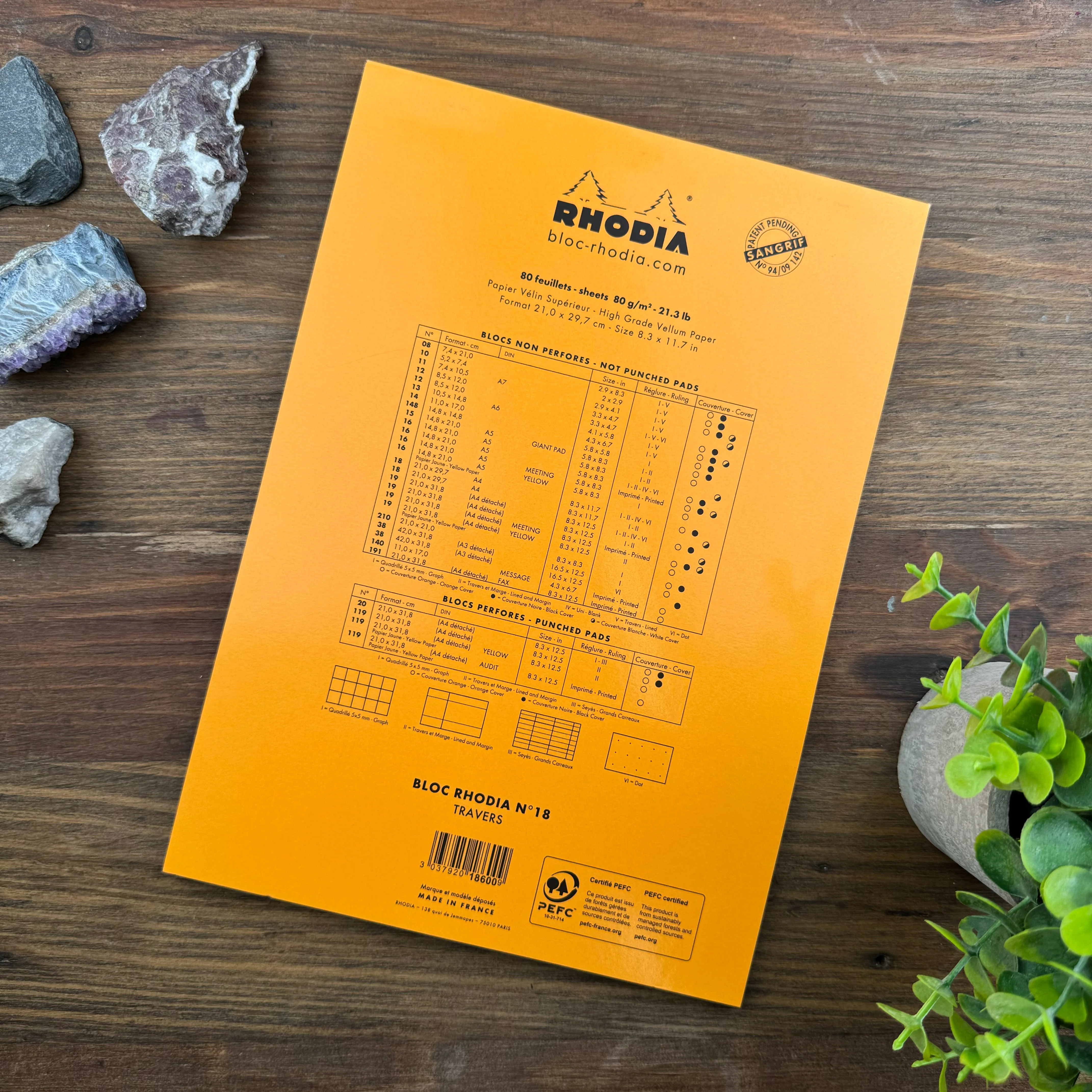 Rhodia Staplebound Notepad - Lined w/ margin 80 sheets - 8 1/4 x 11 3/4 - Orange cover - Image 3