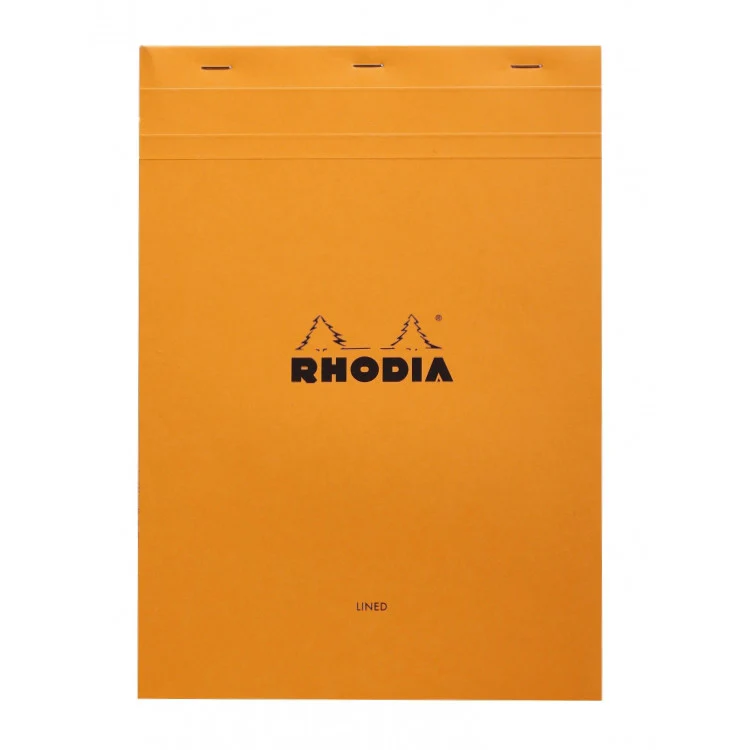 Rhodia Staplebound Notepad - Lined w/ margin 80 sheets - 8 1/4 x 11 3/4 - Orange cover - Image 4