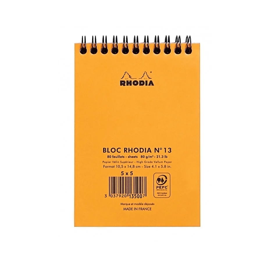 Rhodia Wirebound Notepad - Graph 80 sheets - 4 x 6 - Orange cover - Image 6
