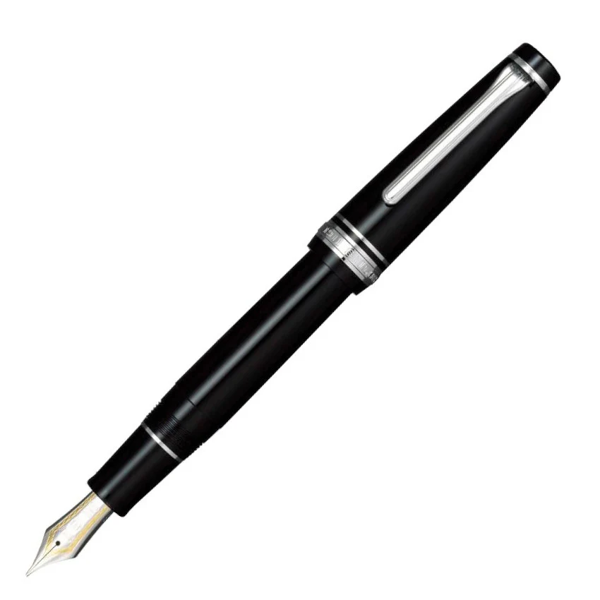 Sailor Pro Gear Fountain Pen - Black w/ Silver - Image 4