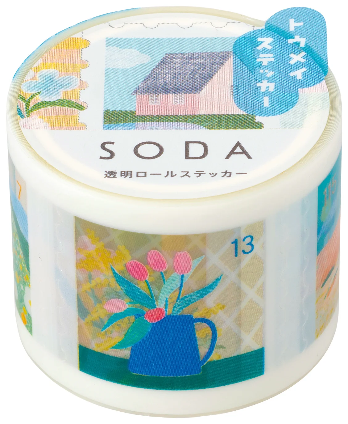 King Jim Soda Transparent Masking Tape Sticker Type - Stamp