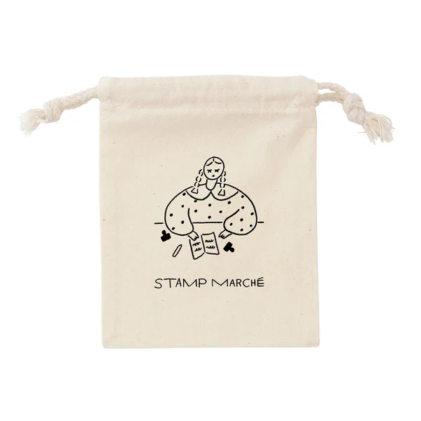 Stamp Marché Original Cotton Drawstring Bag - Small - Image 2