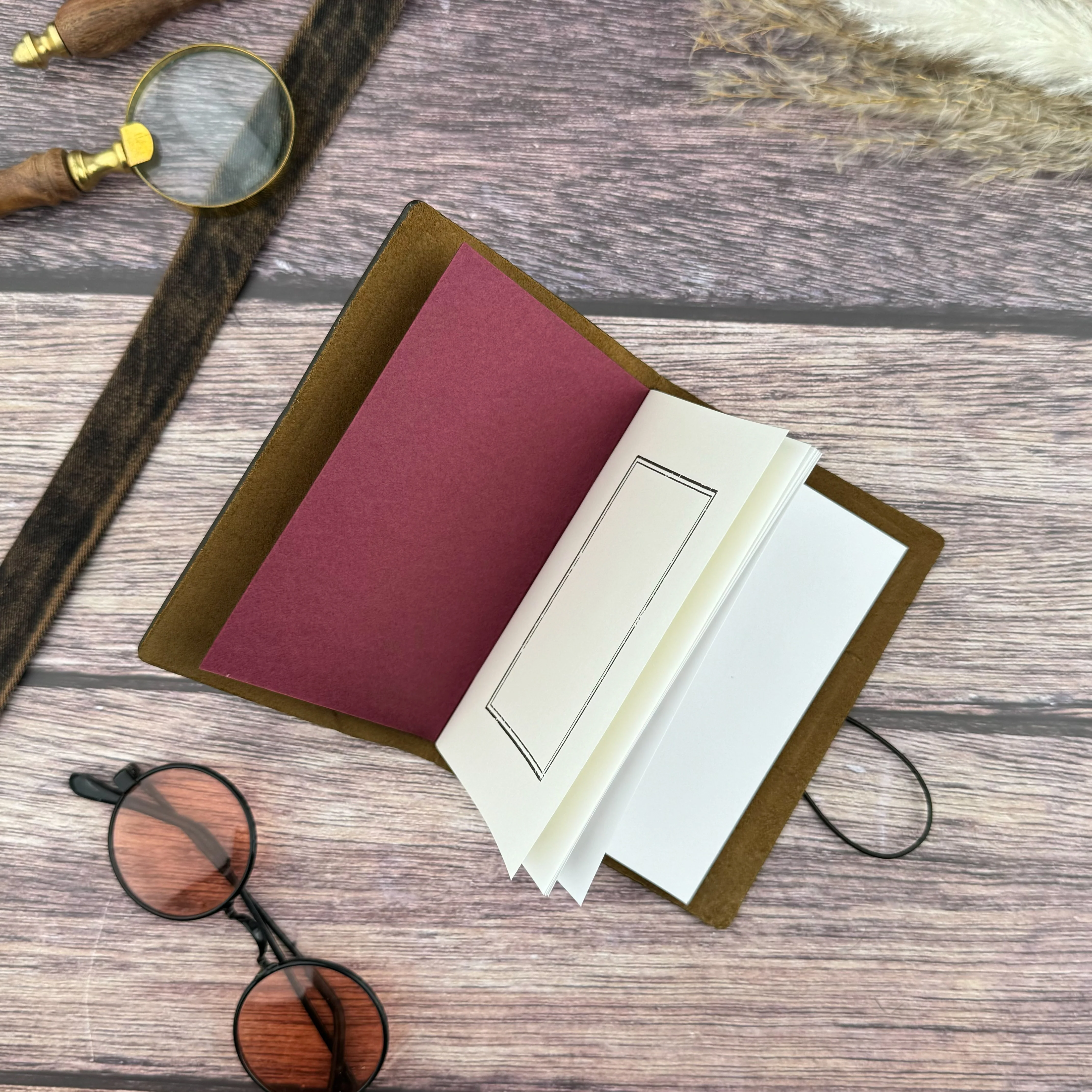 Traveler's Leather Notebook - Passport Size - Olive - Image 2
