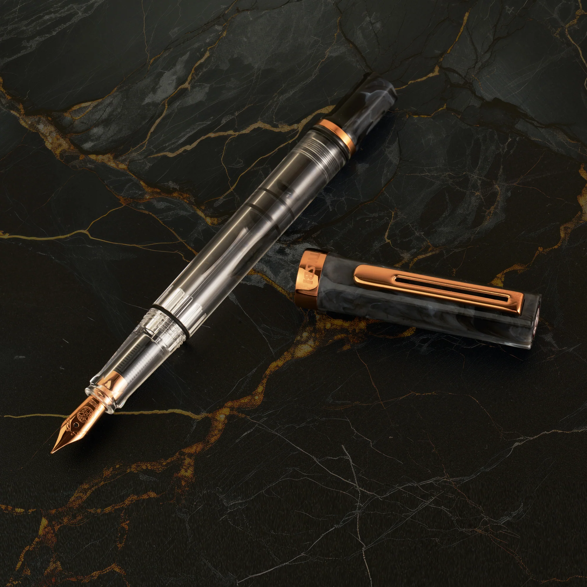 TWSBI Eco Fountain Pen - Black Marble w/Bronze - Image 3