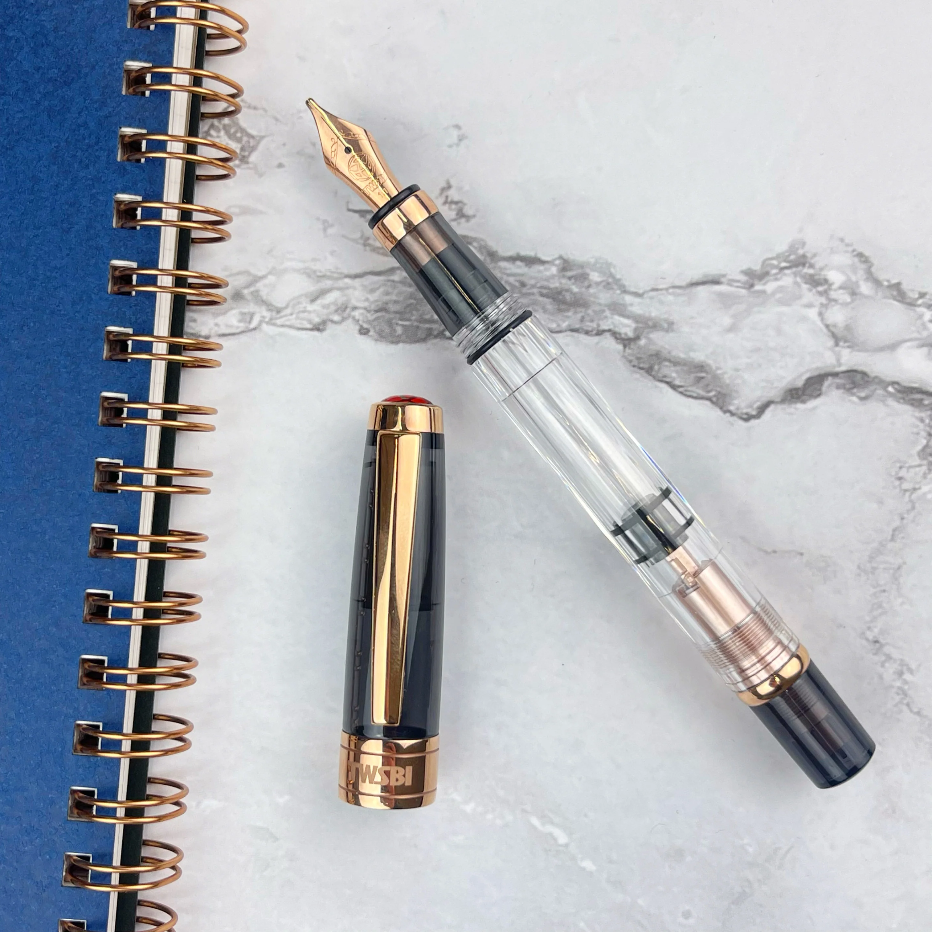 TWSBI Diamond 580 Fountain Pen - Smoke w/ Rose Gold Trim - Image 2