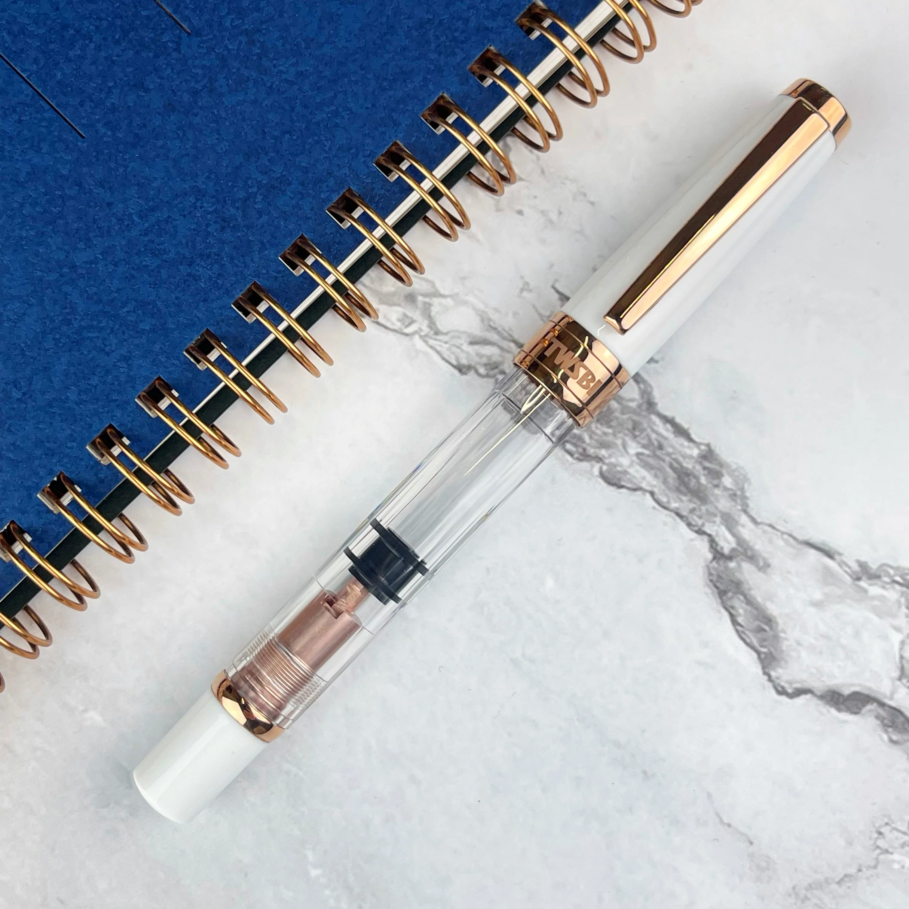 TWSBI Diamond 580 Fountain Pen - White w/ Rose Gold Trim - Image 2