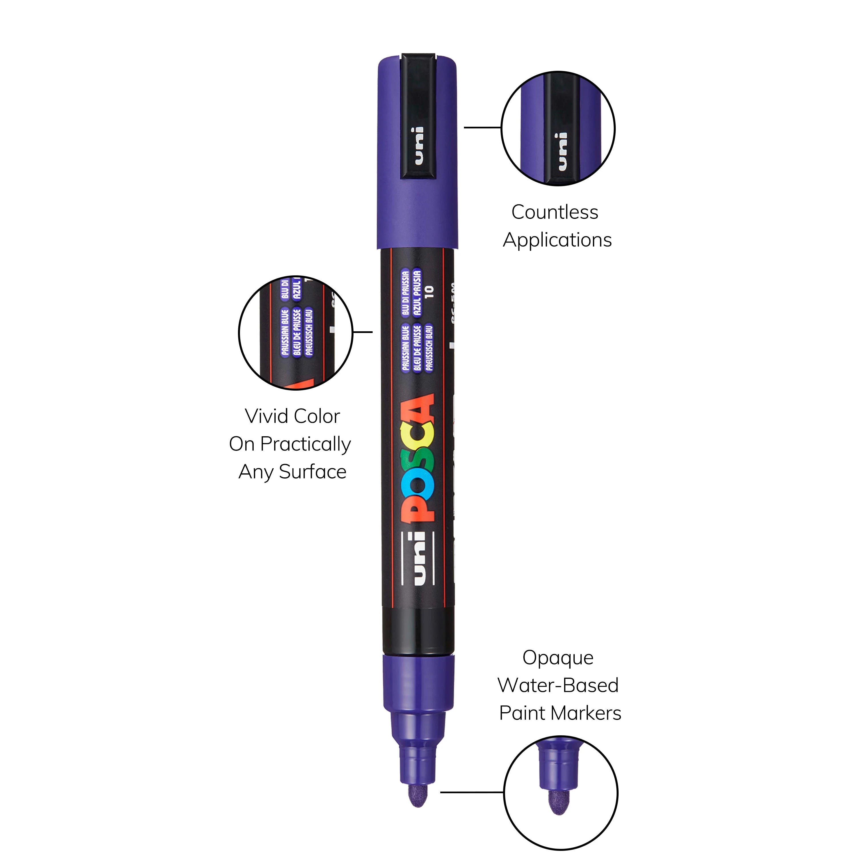 Uni POSCA PC-5M Water-Based Paint Markers - Dark Colors (8 Pack) - Image 3