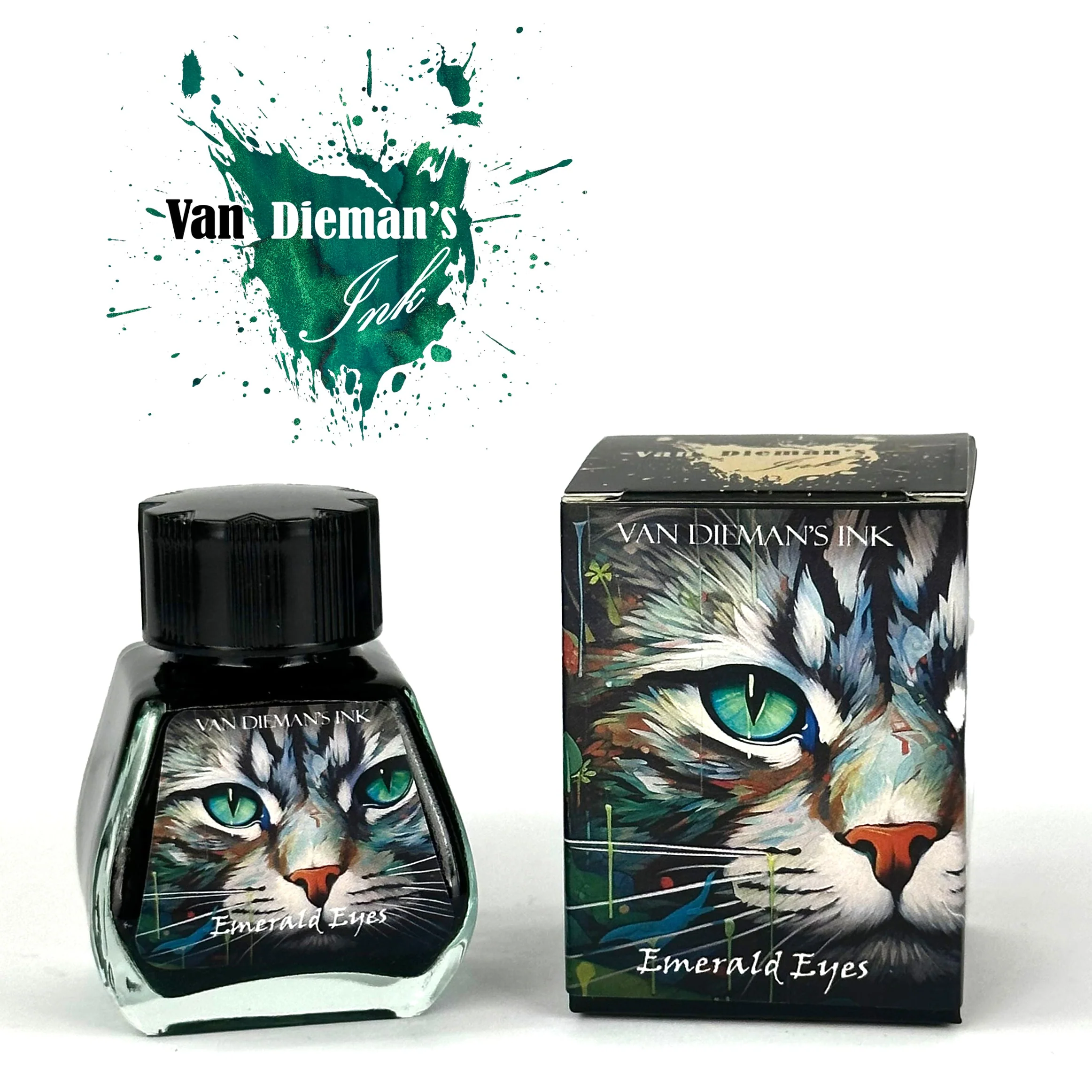Van Dieman's Feline - Emerald Eyes Shimmering 40ml Bottled Ink - Image 2