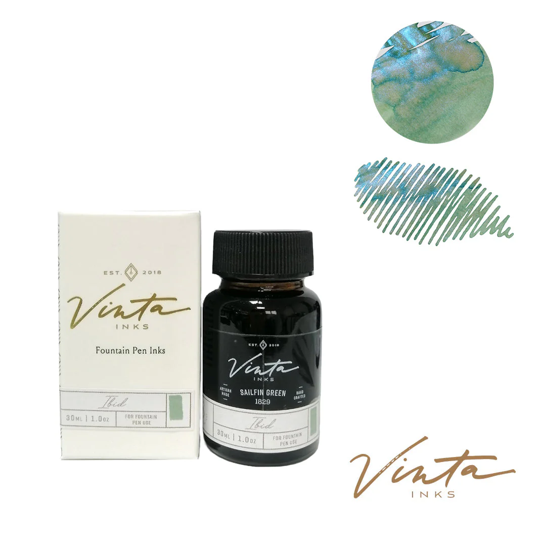 Vinta Sailfin Green (Ibid 1829) - 30ml Bottled Ink - Image 2
