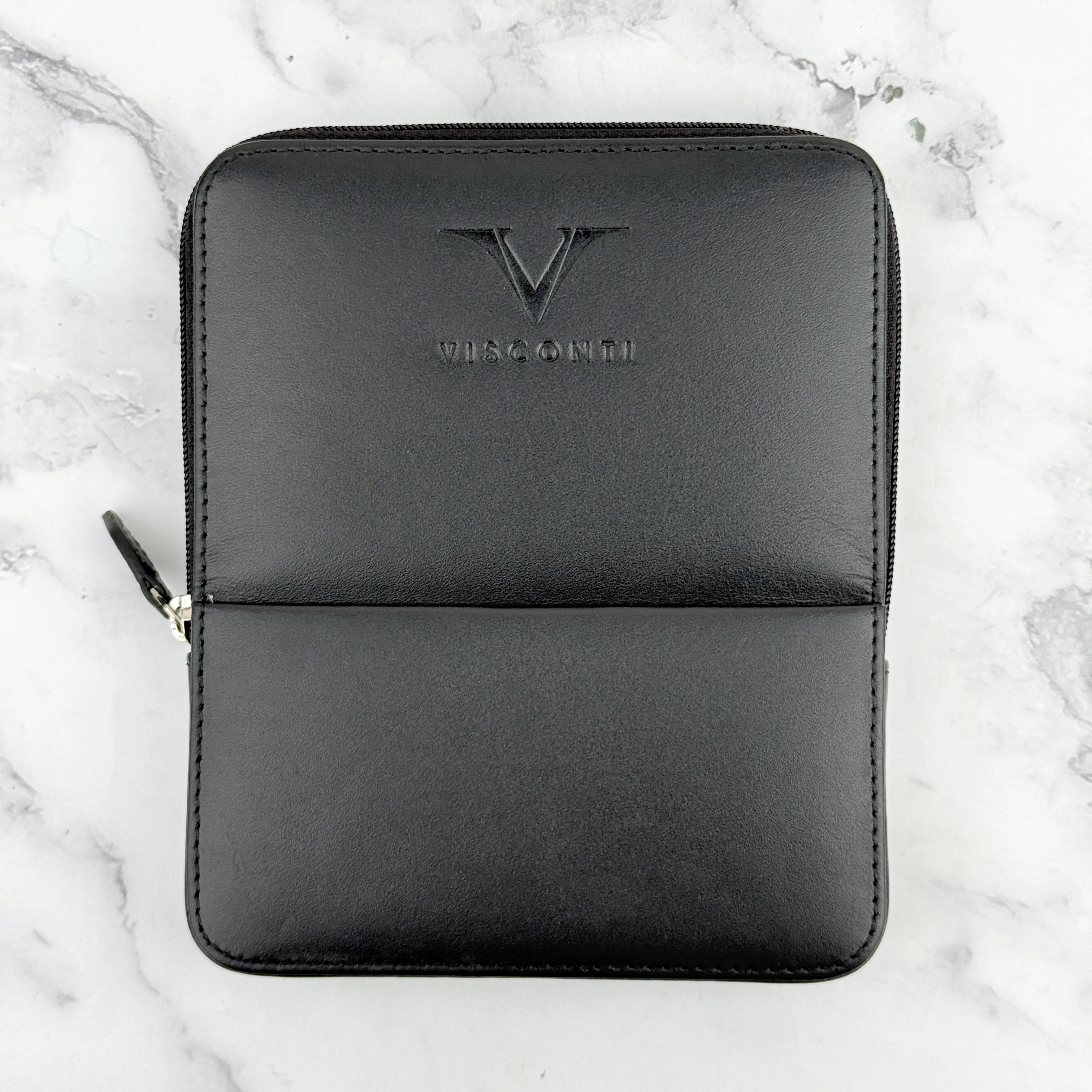 Visconti Leather 6 Pen Holder - Black