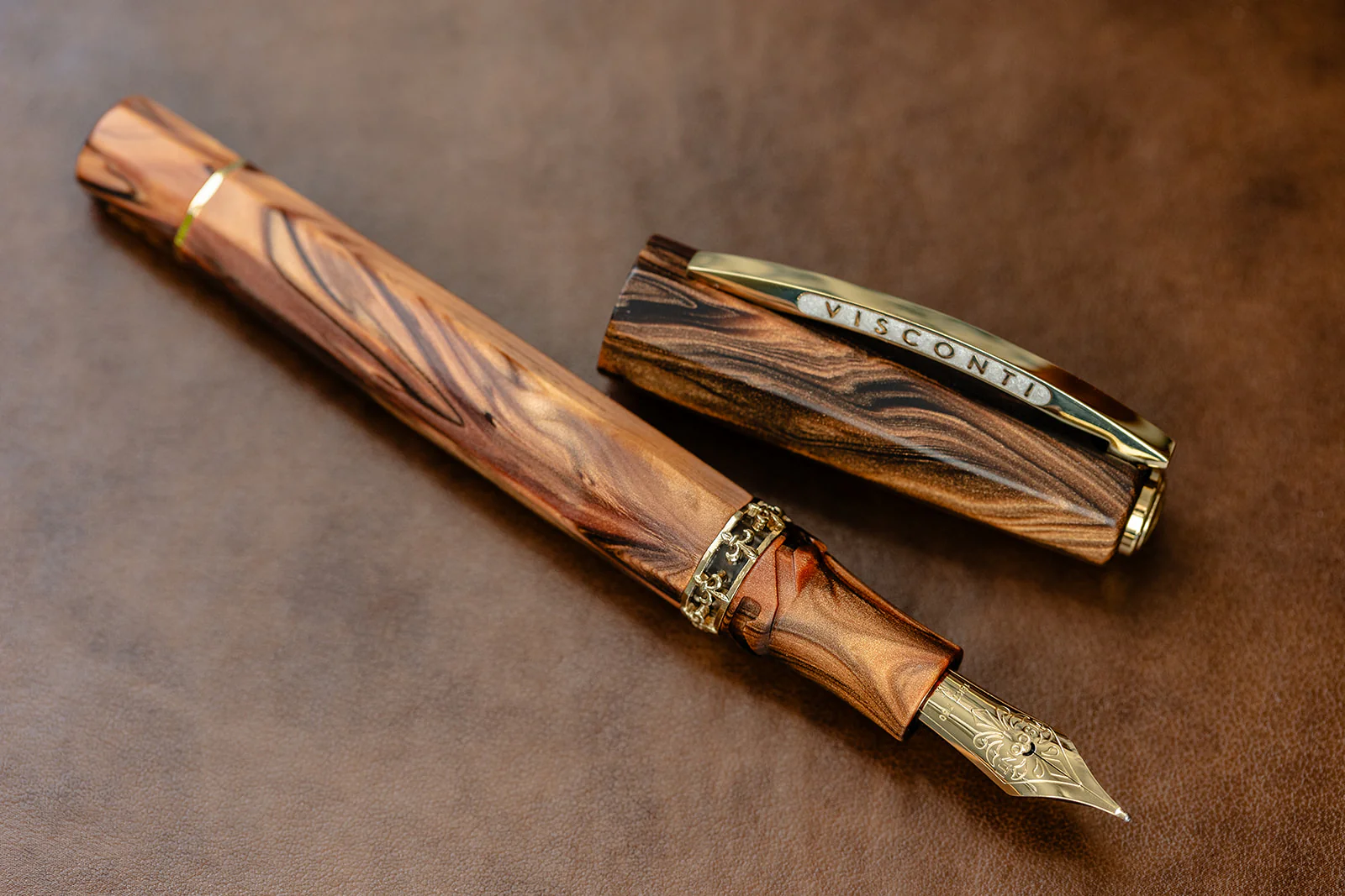 Visconti Medici Fountain Pen - Briarwood w/ Gold Trim - Image 3