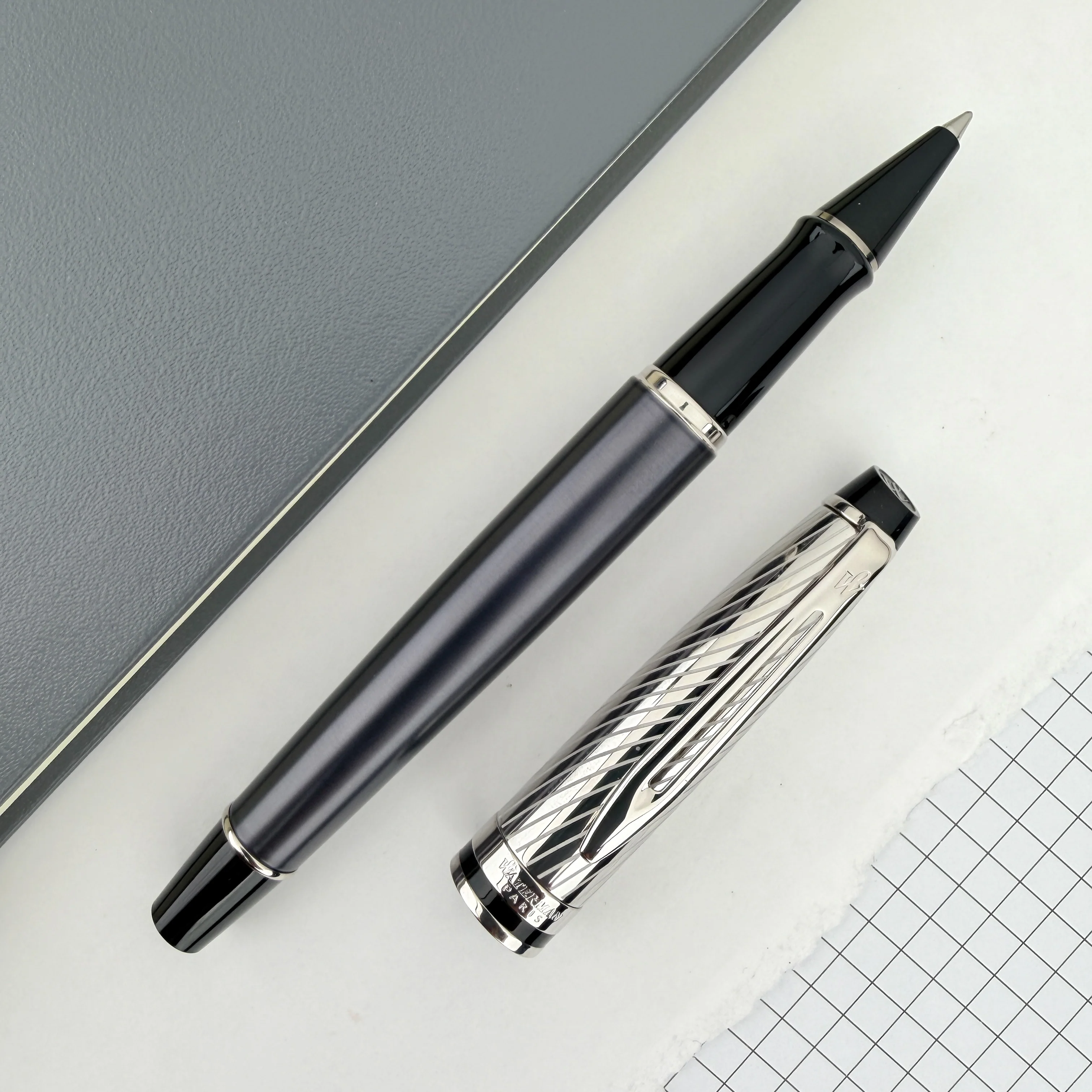 Waterman Expert Deluxe Rollerball Pen - Metallic Stone Grey Lacquer - Image 2