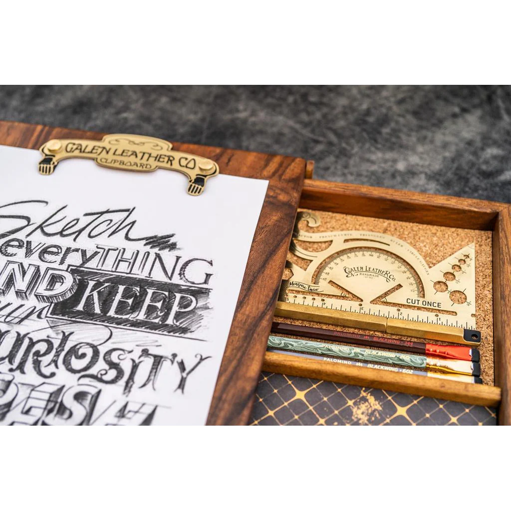 Galen Leather Wooden Sketchbox - Walnut - Image 2